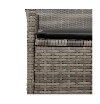 Patio Chairs with Cushions 2 pcs Gray Poly Rattan&Solid Wood