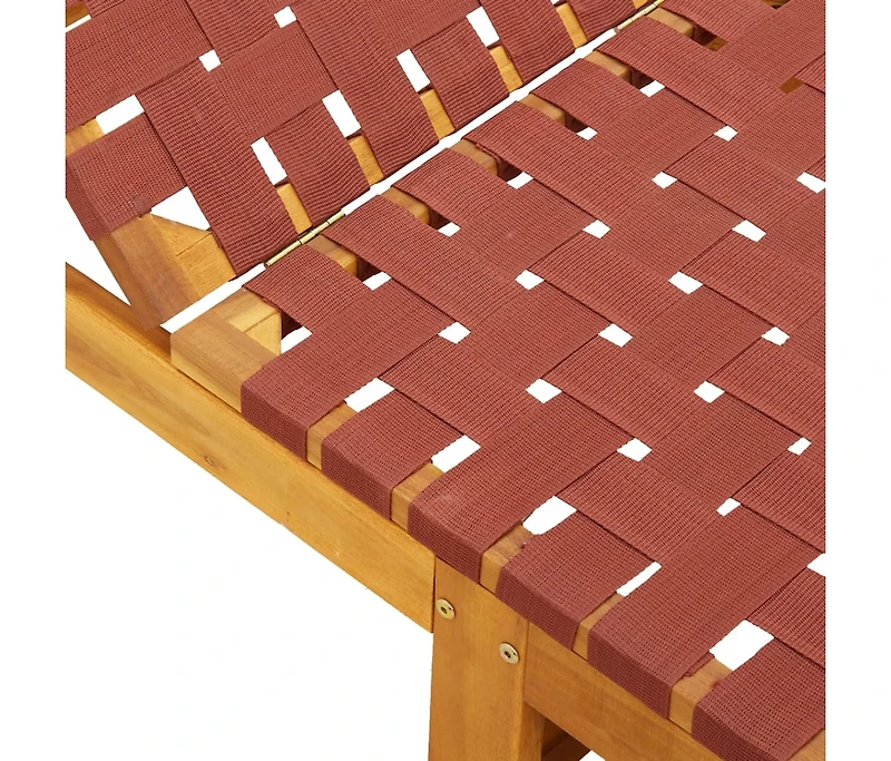 Sun Lounger Red Solid Wood Acacia and Fabric