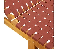 Sun Lounger Red Solid Wood Acacia and Fabric