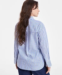 On 34th Women's Cotton Striped Button-Front Shirt