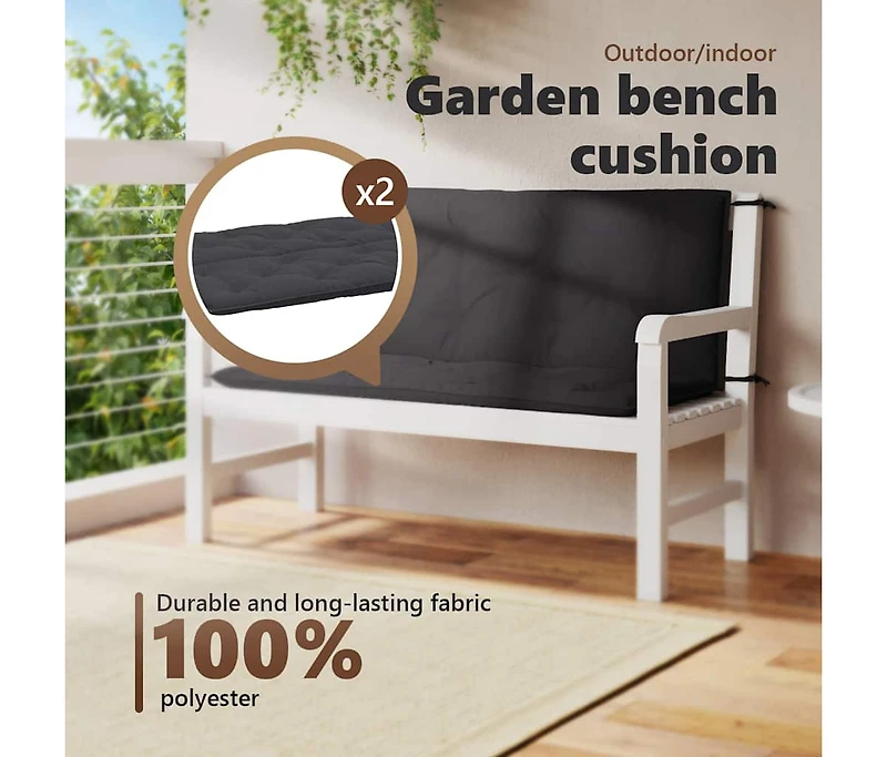 Garden Bench Cushion 47.2"x(19.7"+19.7")x2.8" Oxford Fabric