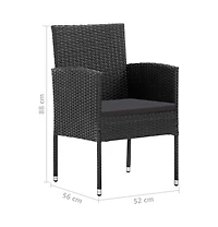 Patio Chairs with Black Cushions 4 pcs Black Poly Rattan