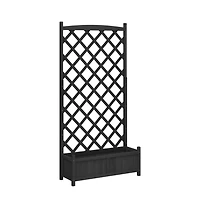 Planter with Trellis Black Solid Wood Fir