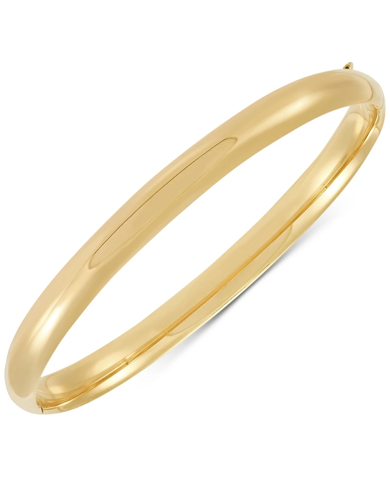 Highly-Polished Classic Hinge Bangle Bracelet (6.35mm) in 10k Gold