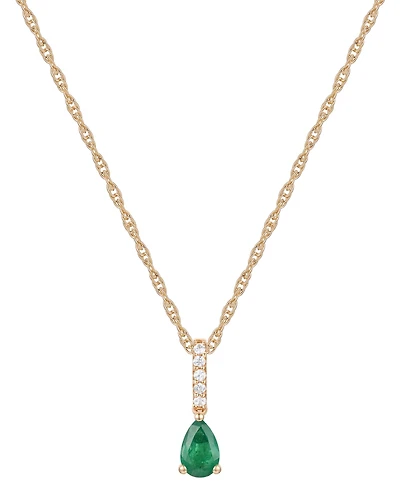 Macy's Sapphire (1/2 ct. t.w.) & Diamond (1/20 Linear Pendant 18" Necklace 14k White Gold (Also Available Ruby Emerald)