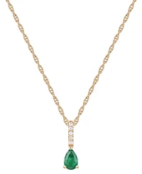 Macy's Sapphire (1/2 ct. t.w.) & Diamond (1/20 Linear Pendant 18" Necklace 14k White Gold (Also Available Ruby Emerald)