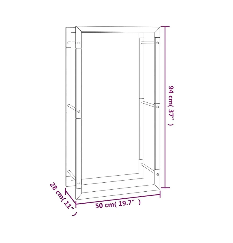 Firewood Rack Matt Black 19.7"x11"x37" Steel