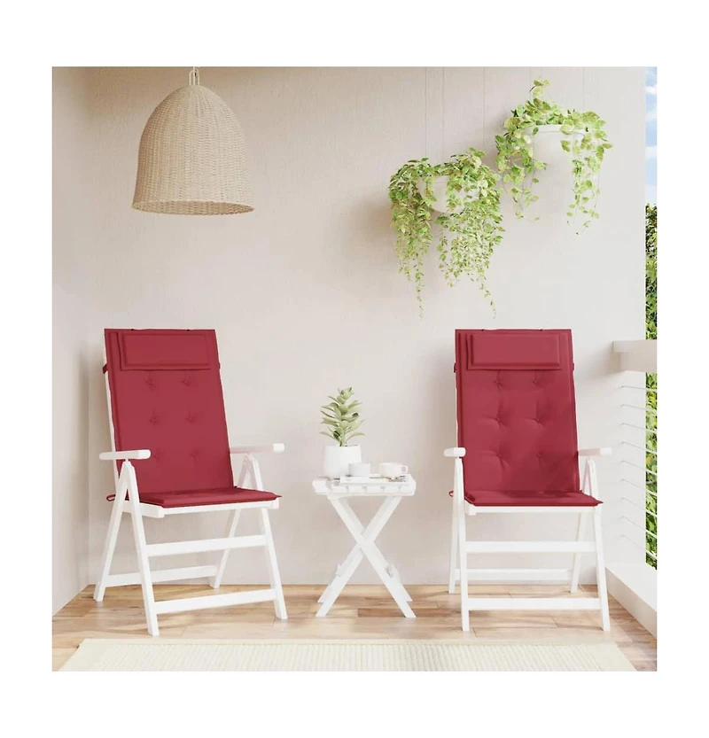 vidaXL Highback Chair Cushions 2 pcs Wine Red Oxford Fabric