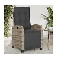 Reclining Patio Chair with Footrest Gray Poly Rattan