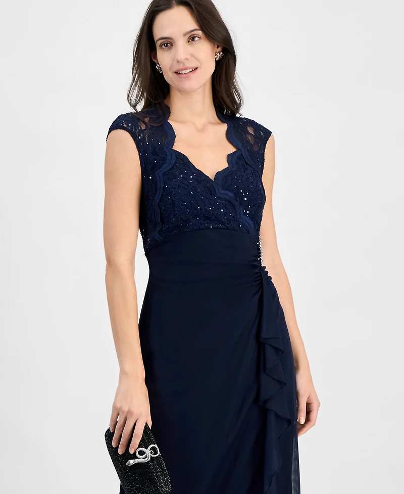 Connected Lace Column Gown