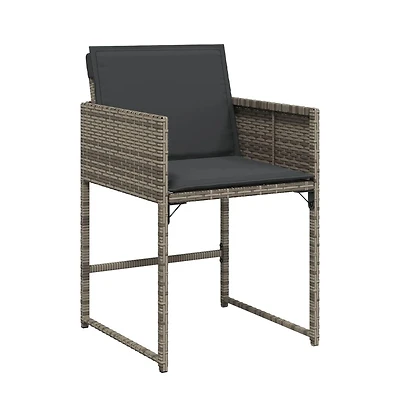 Patio Chairs with Cushions 4 pcs Gray Poly Rattan