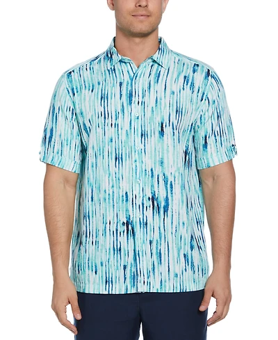 Cubavera Men's Watercolor Stripe Print Short Sleeve Button-Down Shirt