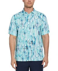 Cubavera Men's Watercolor Stripe Print Short Sleeve Button-Down Shirt