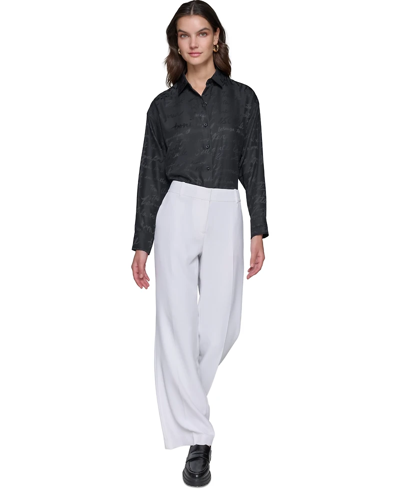 Karl Lagerfeld Paris Women's Bootcut High-Rise Pants
