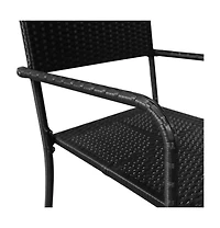 Patio Dining Chairs 4 pcs Stackable Black Poly Rattan