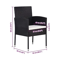 vidaXL Patio Chairs with Cream White Cushions 4 pcs Black Poly Rattan