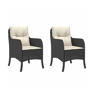Patio Chairs with Cushions 2 pcs Poly Rattan