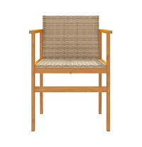 Patio Chairs 2 pcs Beige Poly Rattan&Solid Wood