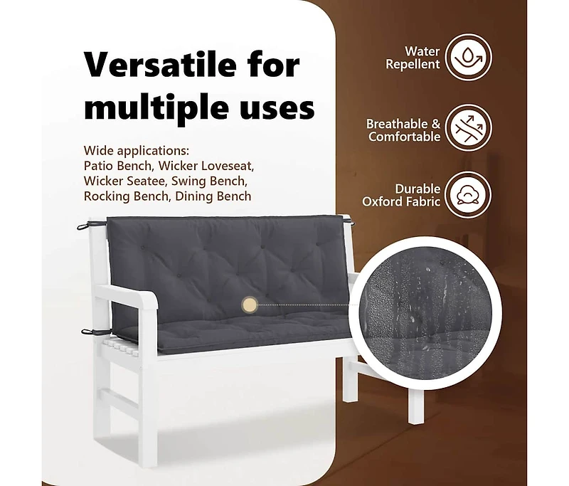 Garden Bench Cushion Anthracite 47.2"x(19.7"+19.7")x2.8" Oxford Fabric