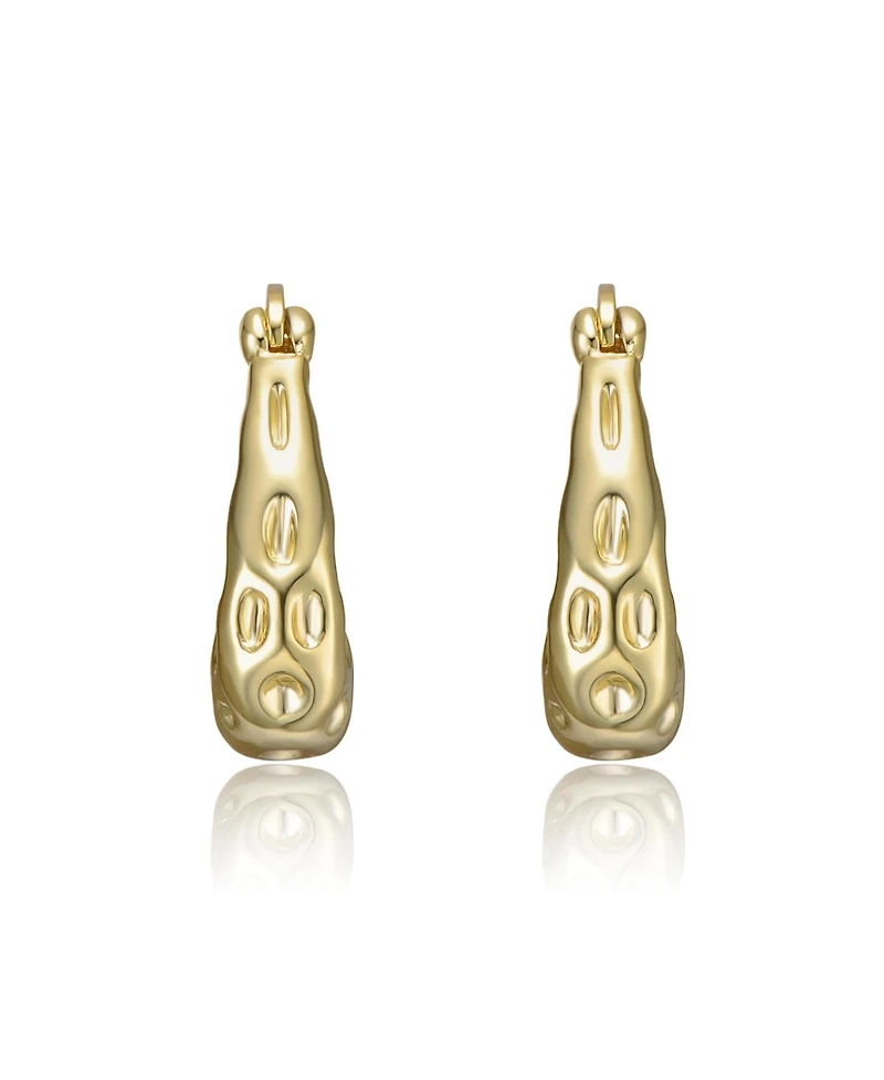 14K Gold Plated Openwork U-Shaped Oblong Hoop Earrings