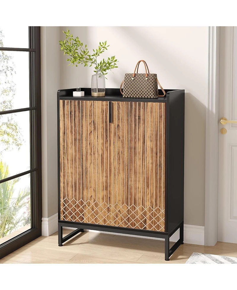 Tribesigns Shoe Cabinet with Doors, 5 Tiers Storage for Entryway, 25 Pairs Wooden Cabinets, Modern Organizer Living