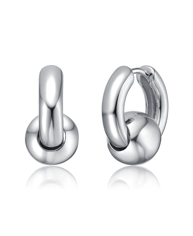 Huggie Hoops with Pearl and Clasp in White Gold Plated or 14K Gold Plated