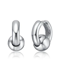 Huggie Hoops with Pearl and Clasp in White Gold Plated or 14K Gold Plated