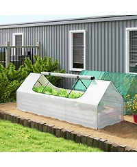 Outsunny 8.6 x 3 1ft Raised Garden Bed with Mini house,