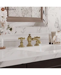 Bathroom Faucets for Sink 3 Hole Gold, 8 Inch Widespread Bathroom Sink Faucet 2 Handles Kitchen Faucets with cUPC Flexible Hose