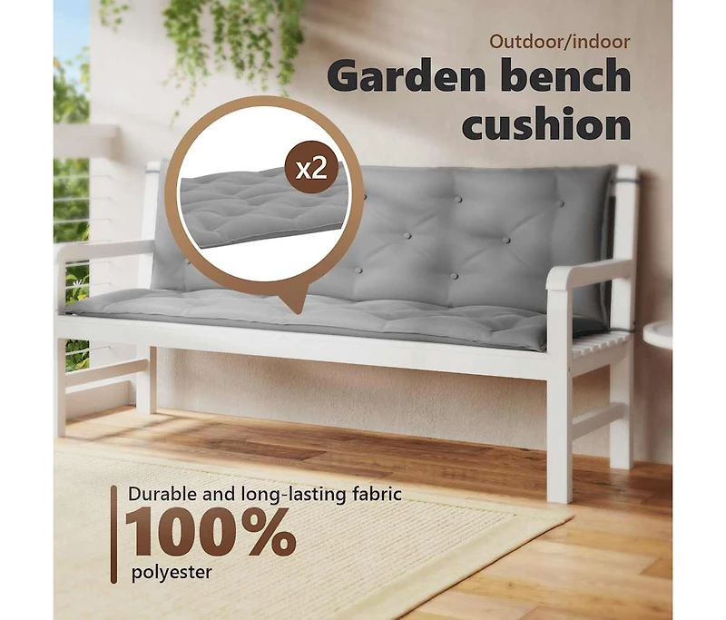 Garden Bench Cushion 59.1"x(19.7"+19.7")x2.8" Oxford Fabric
