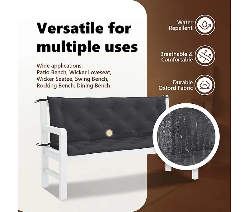 Garden Bench Cushion 59.1"x(19.7"+19.7")x2.8" Oxford Fabric
