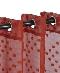 Superior Poppy Floral Textured Sheer Window Curtain Panel Set with Grommet Header, 52X96