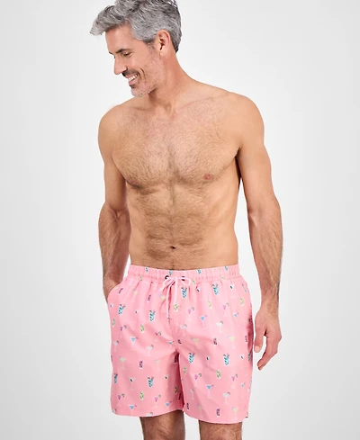 Club Room Men's Cocktail-Print Swim Trunks, Exclusively at Macy's