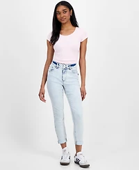 Indigo Rein Juniors' Mid-Rise Light-Wash Cropped Jeans