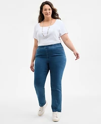 Style & Co Plus Straight-Leg Pull-On Jeans, Exclusively at Macy's