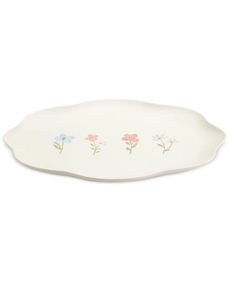 Haven 14" Scallop Floral Stoneware Serving Platter