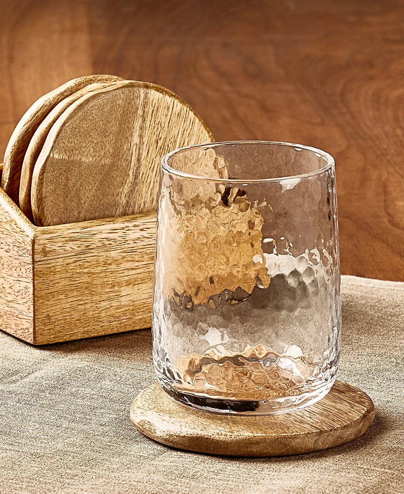Oake 4-Pc. Wooden Coasters with Holder, Exclusively at Macy's