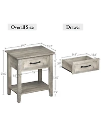 gaomon Stylish Nightstand, Bedside Table, Side Table, End Table with Drawer and Open Shelves for Living Room and Bedroom, Gray