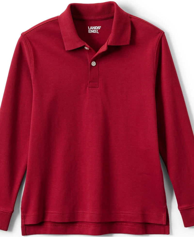 Lands' End Girls School Uniform Long Sleeve Interlock Polo Shirt