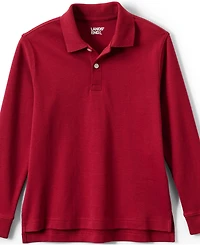 Lands' End Girls School Uniform Long Sleeve Interlock Polo Shirt