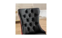 Upholstered Dining Chairs Set of 2 – Velvet & Faux Leather with Button Tufting and Nailhead Trim