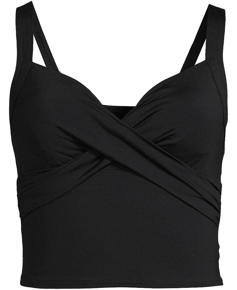 Lands' End Women's Long Torso V-Neck Wrap Midkini Top