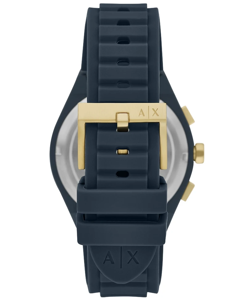 A|X Armani Exchange Men's Quartz Chronograph Blue Silicone Watch, 44mm