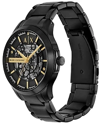 A|X Armani Exchange Men's Automatic Three-Hand Black Stainless-Steel Watch, 46mm