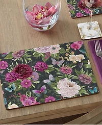 CounterArt Midnight Garden Hardboard Cork Placemats, Set of 4