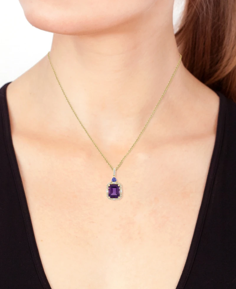 Effy Amethyst (4 ct. t.w.), Tanzanite (1/2 ct. t.w.), & Diamond (1/3 ct. t.w.) in 14k Gold, 17" + 1" extender