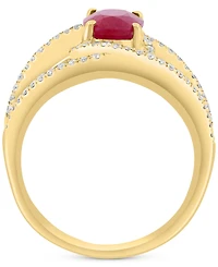 Effy Ruby (1-1/5 ct. t.w.) & Diamond (3/8 ct. t.w.) Crossover Statement Ring in 14k Gold