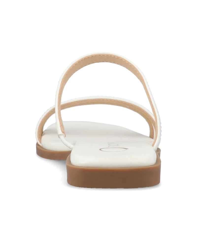 Journee Collection Women's Brisa Multi Strap Slip On Flat Sandals