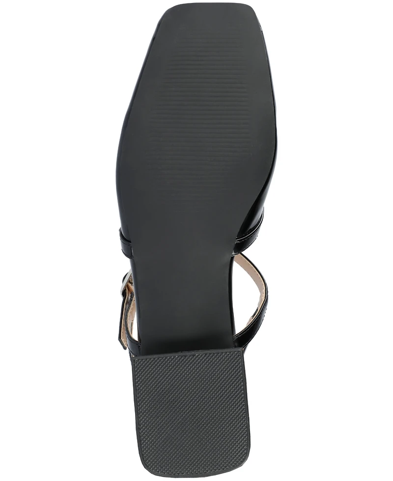 Journee Collection Women's Gretchenn Multi Strap Square Toe Mary Jane Flats