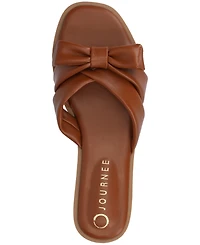 Journee Collection Women's Prylin Bow Slide Flat Sandals